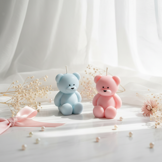 Dreamy Pastel Teddy Bear Candles