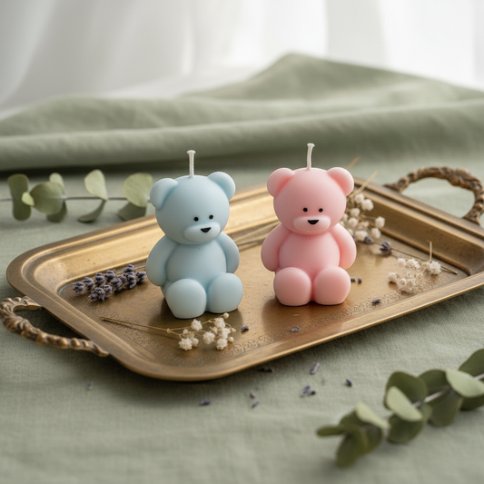 Earthy Elegance Teddy Bear Candles